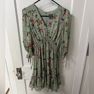Taylor Green Floral Midi Dress